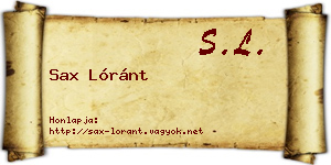 Sax Lóránt névjegykártya